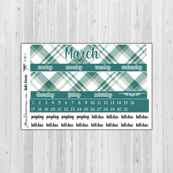 Load image into Gallery viewer, Erin Condern Planner Monthly - Jade Green plaid - customizable monthly
