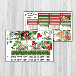 Holly birth month floral monthly kit for the Erin CondrenPlanner