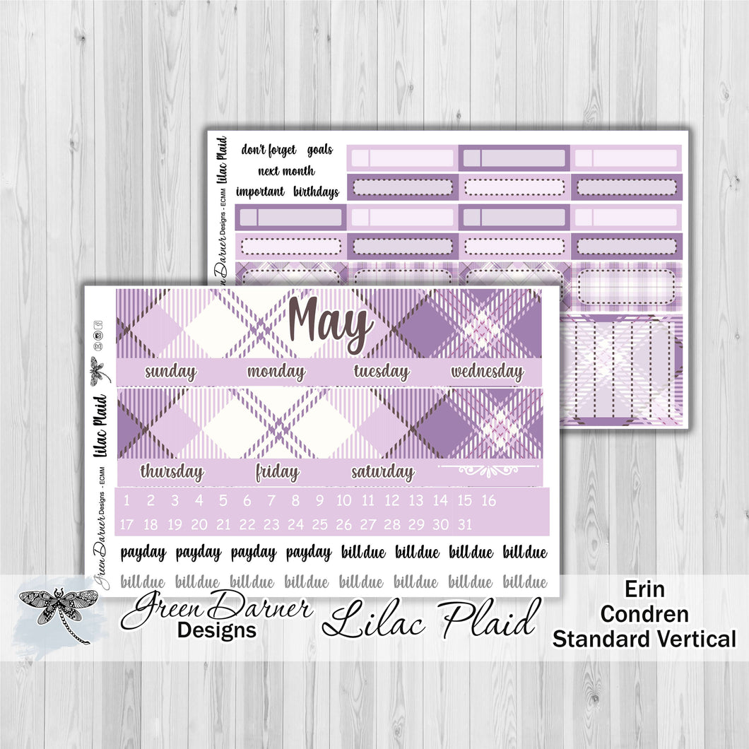 Erin Condern Planner Monthly - Lilac plaid - customizable monthly