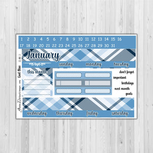 Happy Planner Monthly - Cool Blue Plaid - customizable monthly