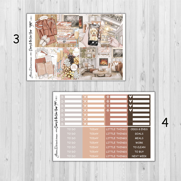 Load image into Gallery viewer, Cheers to the New Year - Happy Planner decorative weekly planner sticker kit
