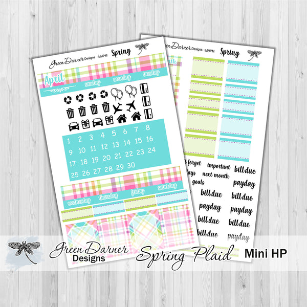 Load image into Gallery viewer, Mini Happy Planner Monthly - Spring plaid -  customizable monthly
