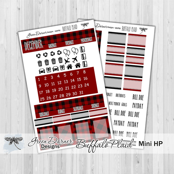 Load image into Gallery viewer, Mini Happy Planner Monthly - Buffalo Plaid -  customizable monthly
