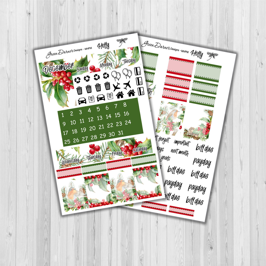 Holly birth month floral monthly kit for the Mini Happy Planner