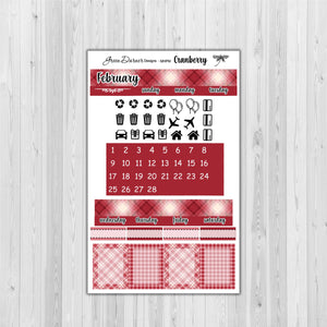Mini Happy Planner Monthly - Cranberry plaid -  customizable monthly
