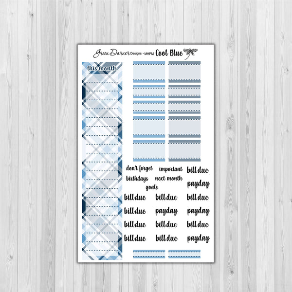 Load image into Gallery viewer, Mini Happy Planner Monthly - Cool Blue plaid -  customizable monthly

