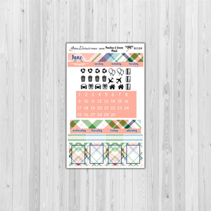 Mini Happy Planner Monthly - Peaches and Green plaid -  customizable monthly