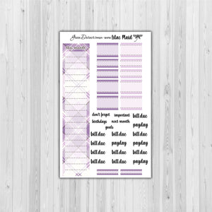 Mini Happy Planner Monthly - Lilac plaid -  customizable monthly