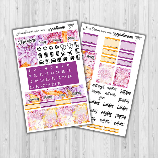 Load image into Gallery viewer, Chrysanthemum birth month floral monthly kit for the Mini Happy Planner
