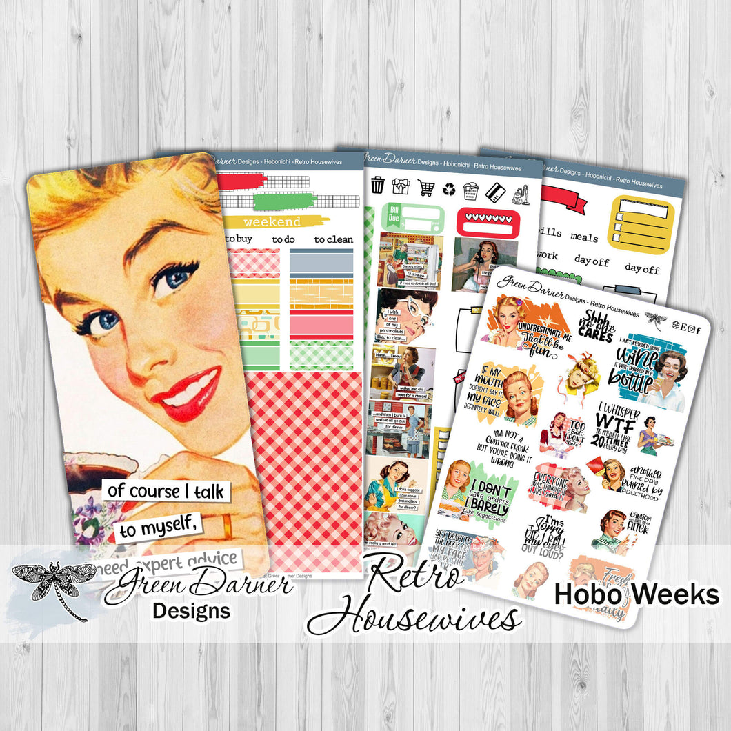 Retro Housewives' - Hobonichi Weeks sticker kit