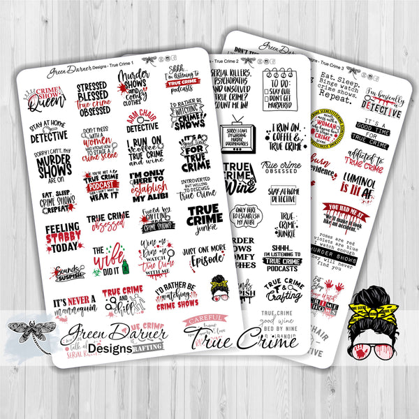 Load image into Gallery viewer, True Crime quote stickers
