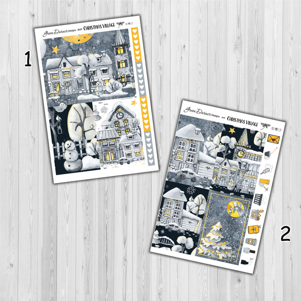 Load image into Gallery viewer, Christmas Village - big happy planner sheets 1-2
