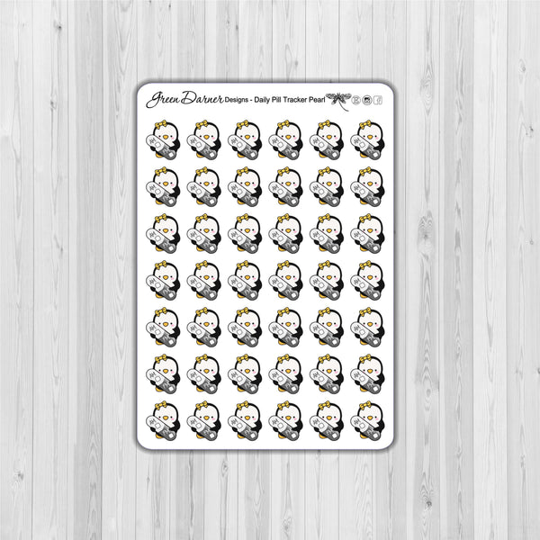 Load image into Gallery viewer, Pearl the Penguin - Daily Pill Tracker - Kawaii character sticker
