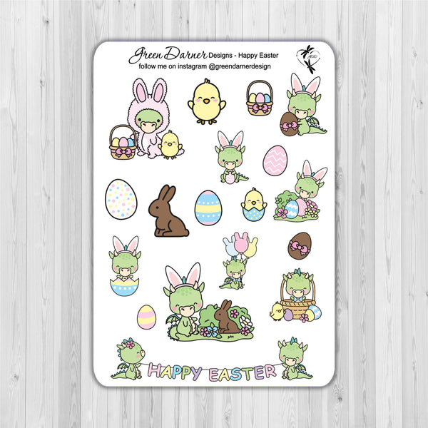 Load image into Gallery viewer, Dudley the Dragon - Easter - Kawaii character stickers
