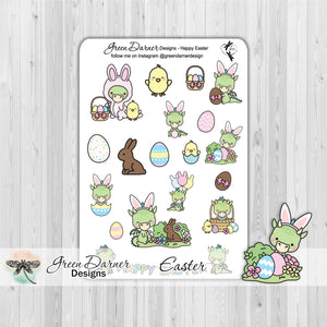 Dudley the Dragon - Easter - Kawaii character stickers