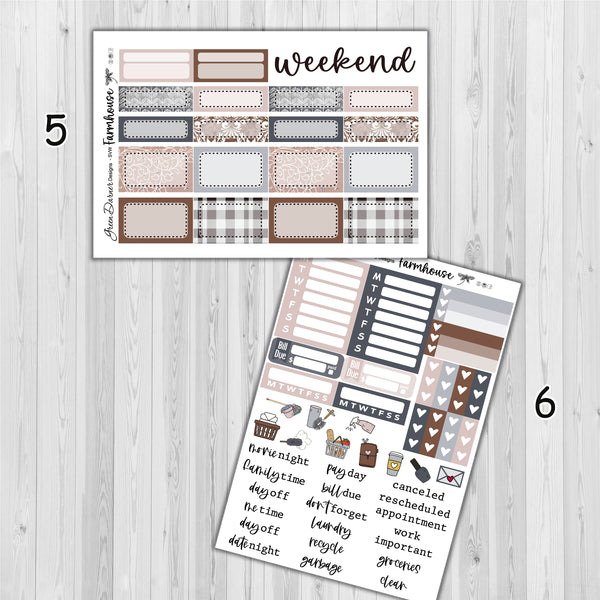 Load image into Gallery viewer, Farmhouse - standard vertical/Erin Condren weekly planner sticker kit
