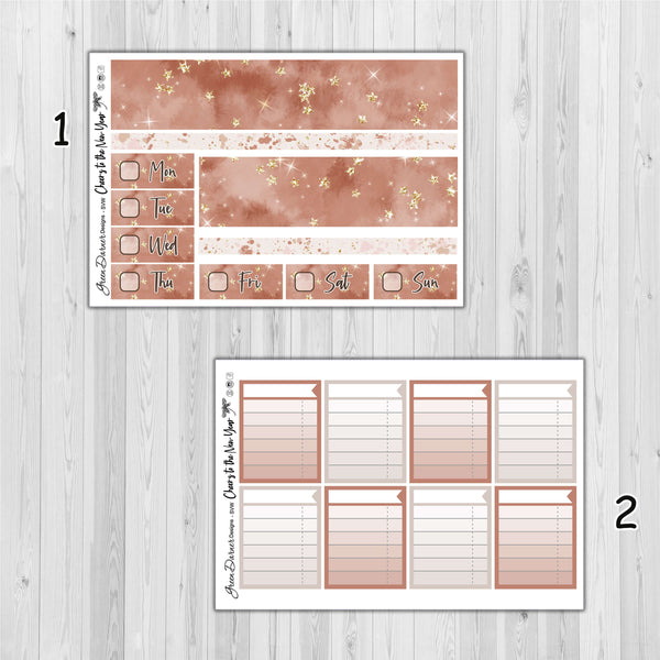 Load image into Gallery viewer, Cheers to the New Year - standard vertical/Erin Condren weekly planner sticker kit

