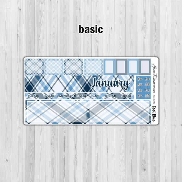 Load image into Gallery viewer, Hobonichi Weeks - Cool Blue plaid - customizable monthly
