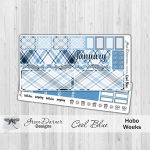 Hobonichi Weeks - Cool Blue plaid - customizable monthly