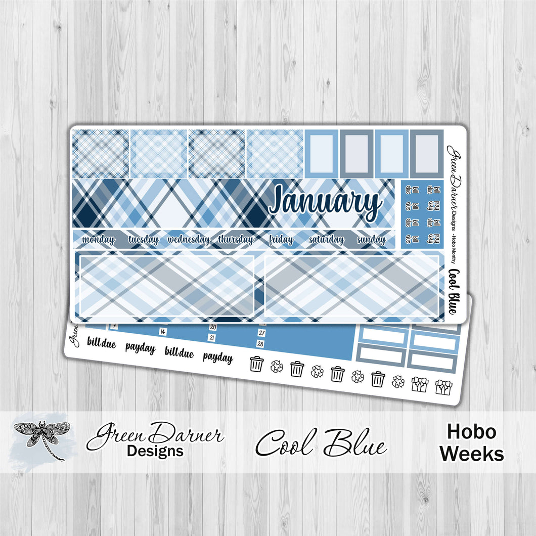 Hobonichi Weeks - Cool Blue plaid - customizable monthly