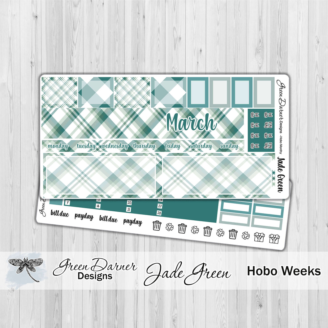 Hobonichi Weeks - Jade Green plaid - customizable monthly