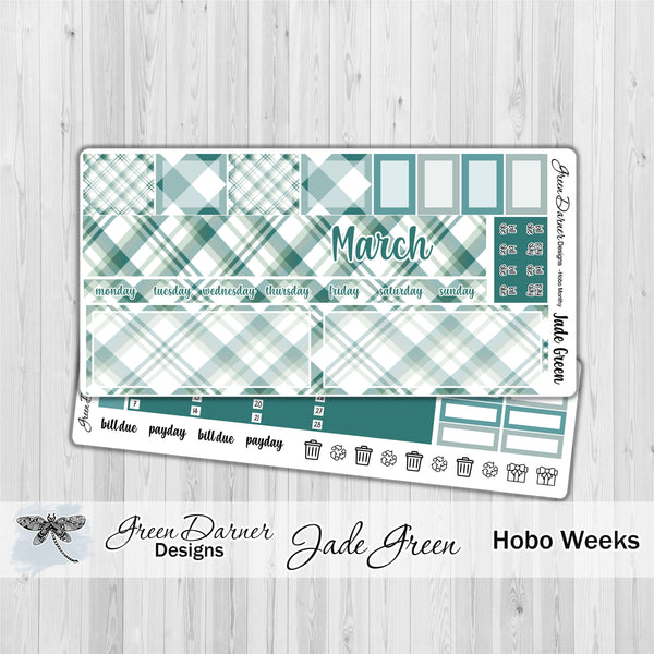 Load image into Gallery viewer, Hobonichi Weeks - Jade Green plaid - customizable monthly
