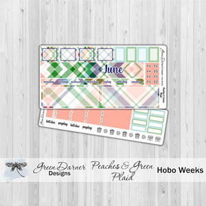 Hobonichi Weeks - Peaches and Green plaid - customizable monthly