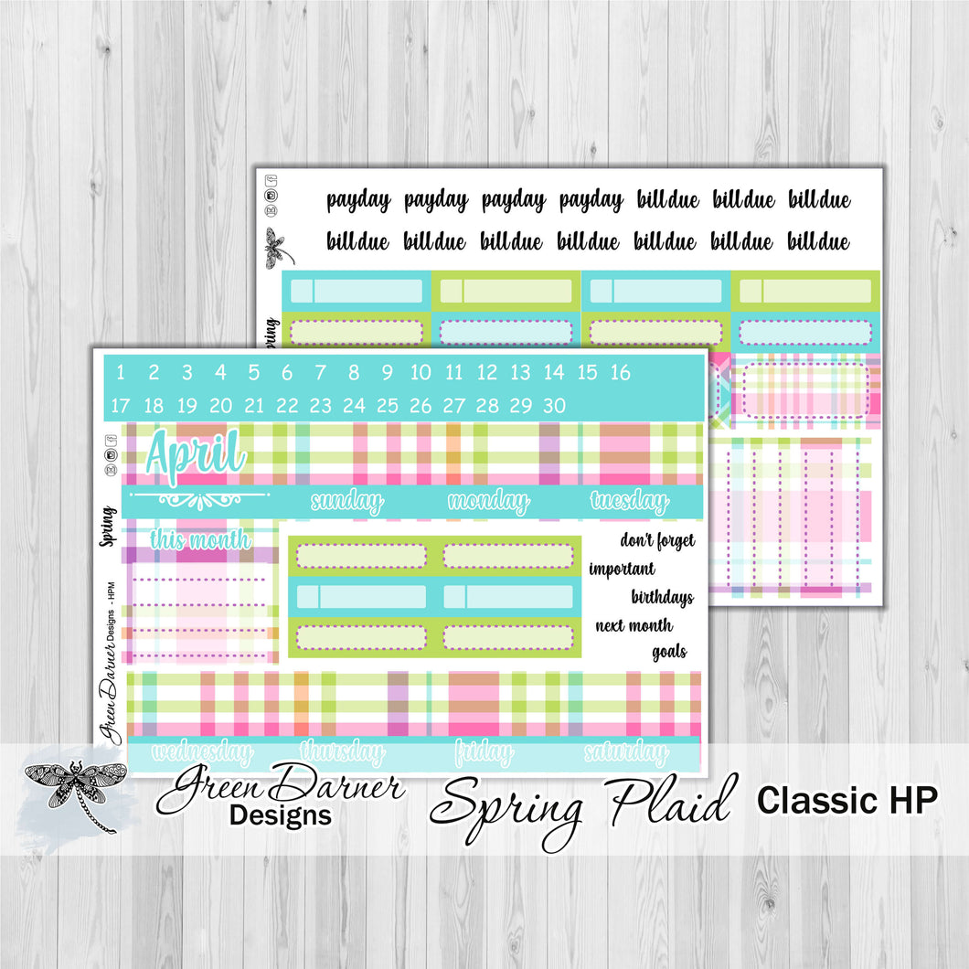 Happy Planner Monthly - Spring Plaid - customizable monthly