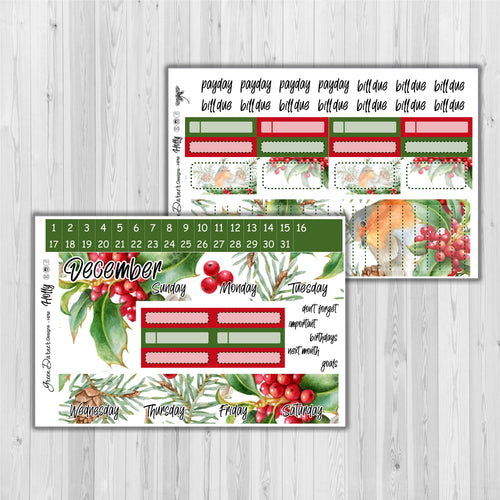 Holly birth month floral monthly kit for the Classic Happy Planner