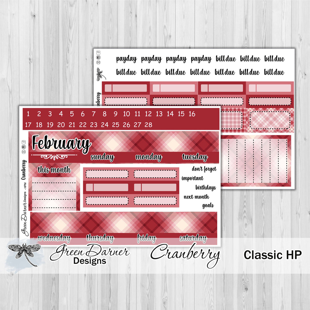 Happy Planner Monthly - Cranberry Plaid - customizable monthly
