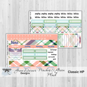 Happy Planner Monthly - Peaches and Green Plaid - customizable monthly