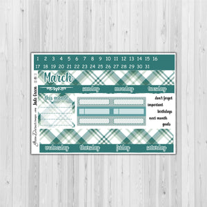 Happy Planner Monthly - Jade Green Plaid - customizable monthly