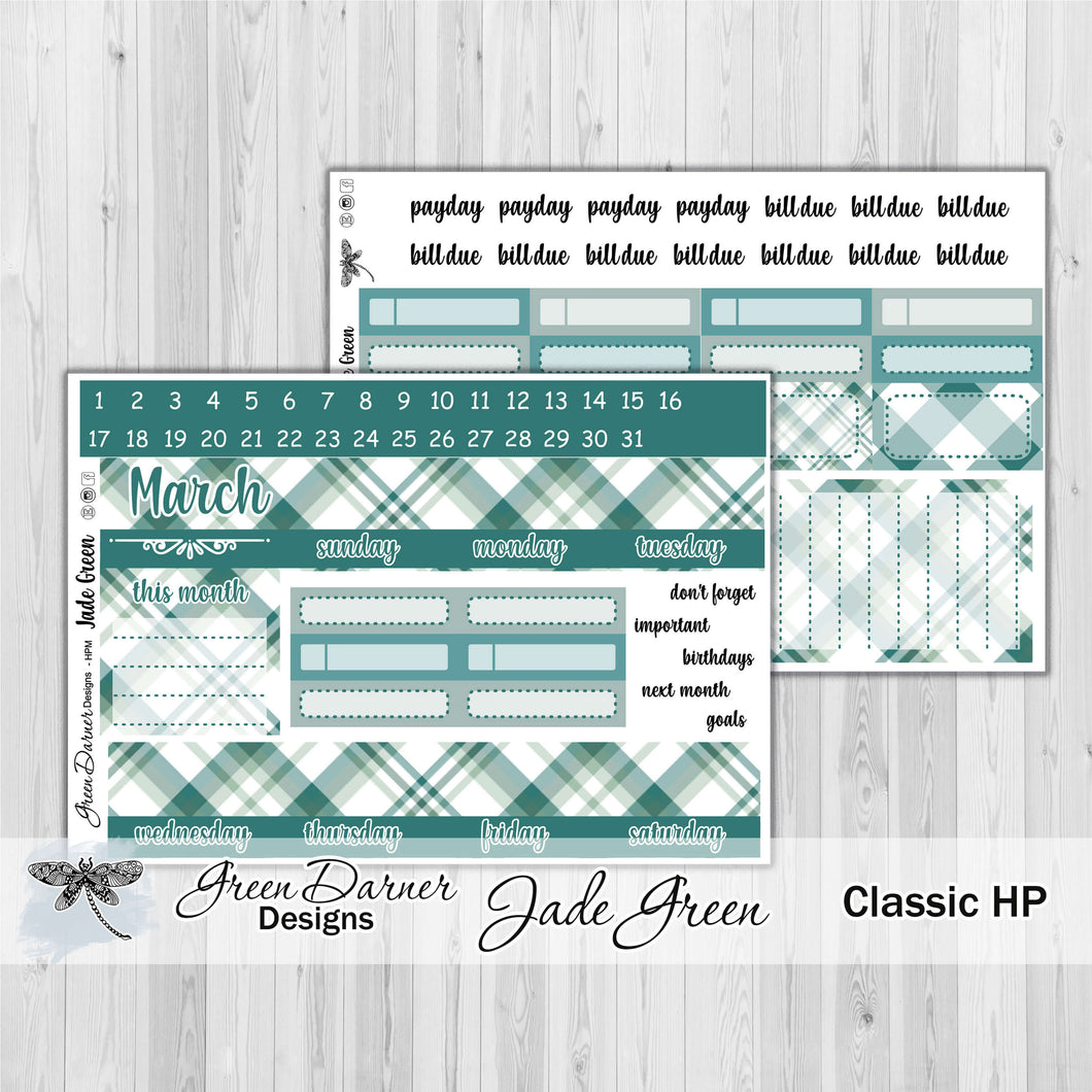 Happy Planner Monthly - Jade Green Plaid - customizable monthly