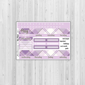 Happy Planner Monthly - Lilac Plaid - customizable monthly