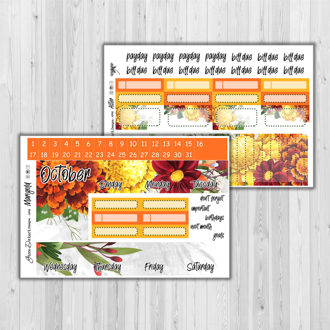 Marigold birth month floral monthly kit for the Classic Happy Planner