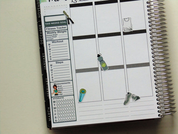 Load image into Gallery viewer, Fitness tracker sidebar for the Erin Condren planner
