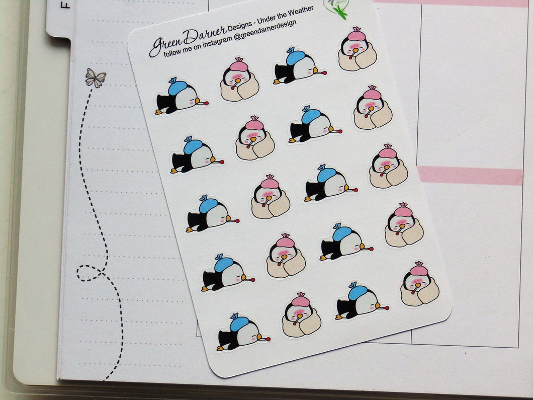 Pearl the Penguin - Under the Weather - Kawaii character sticker