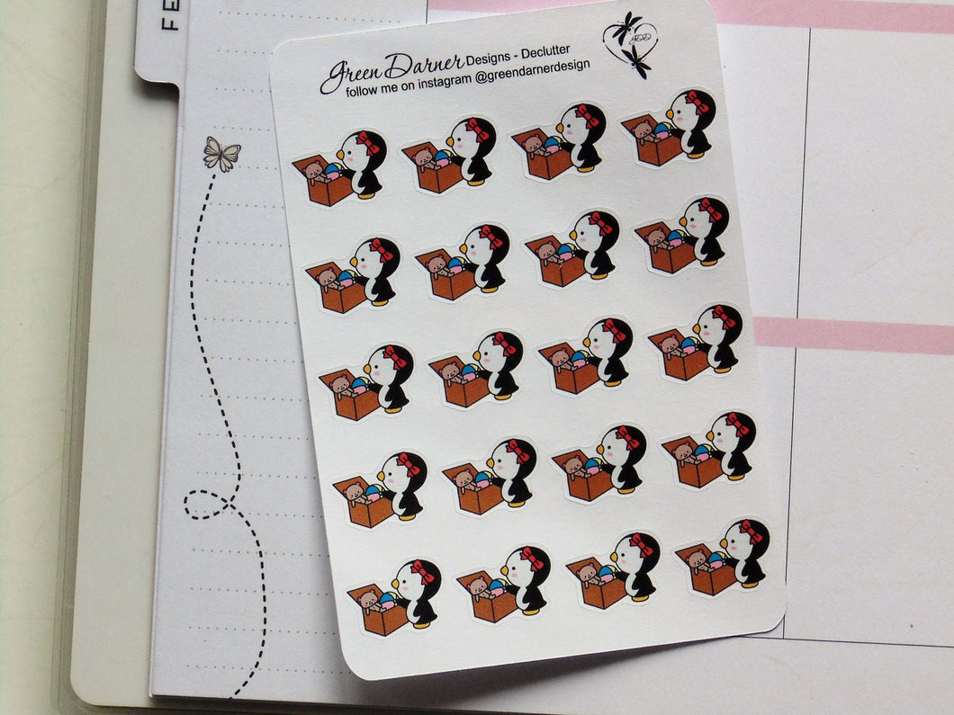 Pearl the Penguin - Declutter - Kawaii character sticker