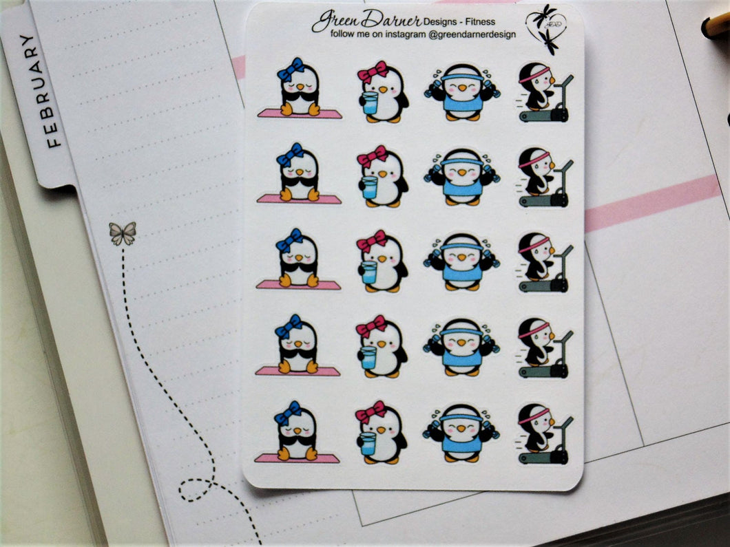 Pearl the Penguin - Fitness/Workout  - Kawaii character sticker