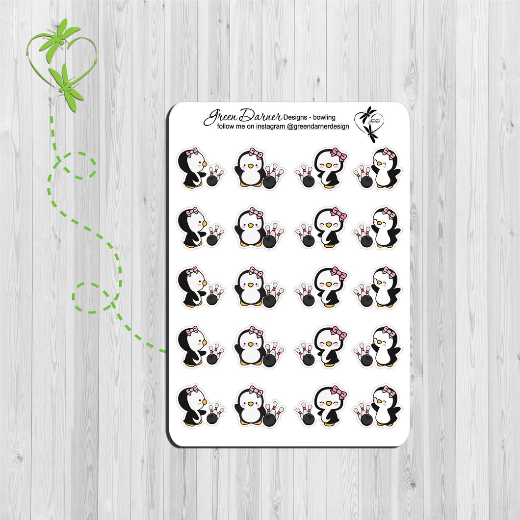 Pearl the Penguin - Bowling - Sports - Kawaii character sticker