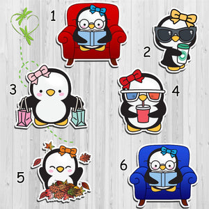 Pearl the Penguin Die Cuts  - Reading - Coffee - Shopping - Movie Night - Playing in Leaves