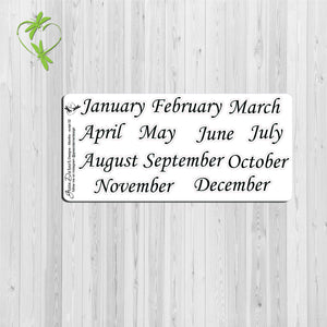 Months of the Year - Full months 02 -  text/script stickers - clear