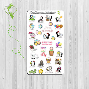Pearl the Penguin - Spring Bucket List  - Kawaii character sticker