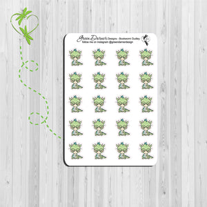 Dudley the Dragon book worm, dragon holding books. Kawaii character stickers great for planners, calendars and scrapbooking