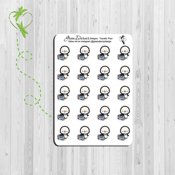 Load image into Gallery viewer, Pearl the Penguin - Traveling Pearl/Paul - Kawaii character sticker
