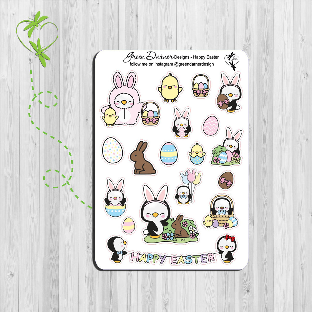 Pearl the Penguin - Easter  - Kawaii character sticker