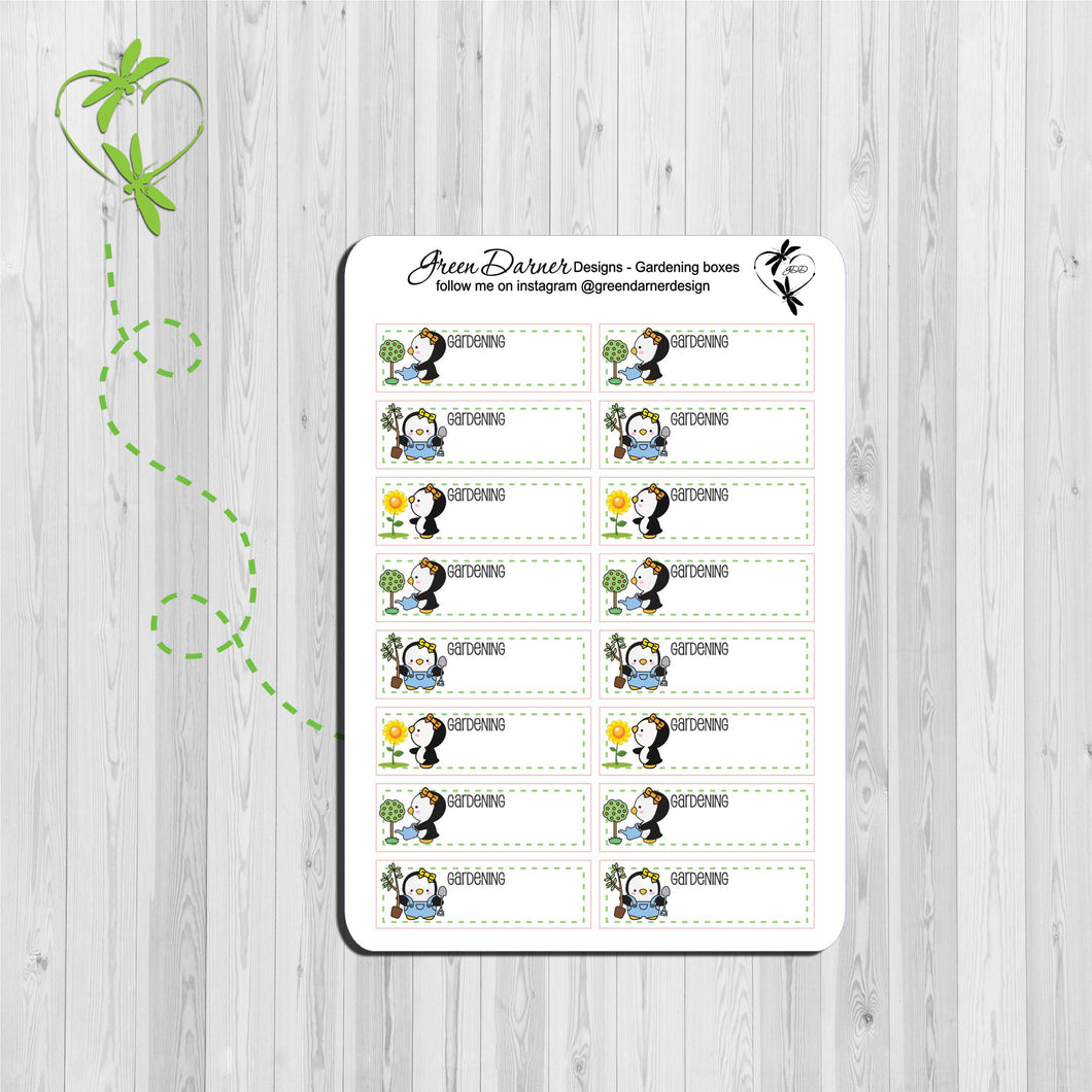 Pearl the Penguin - Gardening Boxes - Kawaii character sticker