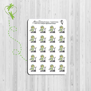 Dudley the Dragon treadmill workout icon sticker, great for planners, calendars and scrapbooking