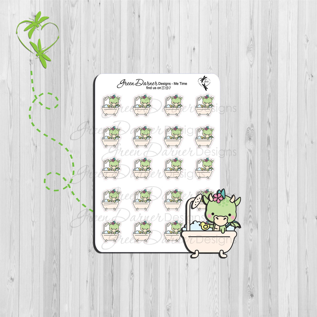 Delilah the Dragon - Me Time - functional planner stickers, Happy Planners, Erin Condren, Recollections, TN, bath time
