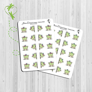 Dudley and Delilah peeking kawaii character stickers, great for planners, calendars or scrapbooking